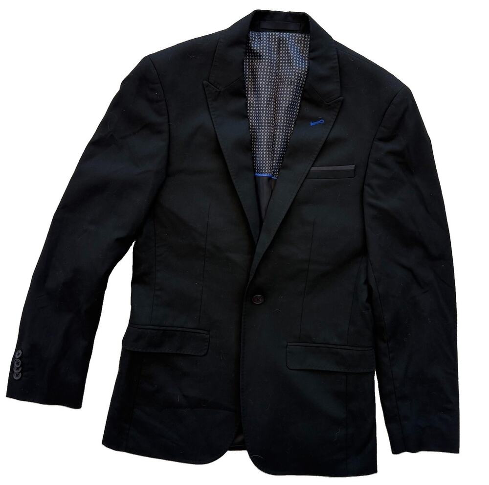 LMental Stretch Slim Fit Black Blazer Mens Size 34R Comfortable Jacket